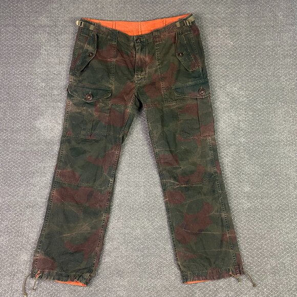 Polo Ralph Lauren Reversible Orange Camo Cargo Pants Mens 35 x 30 Measures 37x29 - Picture 2 of 16
